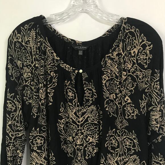 Lucky Brand Blouse  Top 1X One X Womens Boho Peasant Style Three Quarter Sleeve - Picture 5 of 10